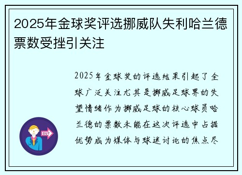 2025年金球奖评选挪威队失利哈兰德票数受挫引关注